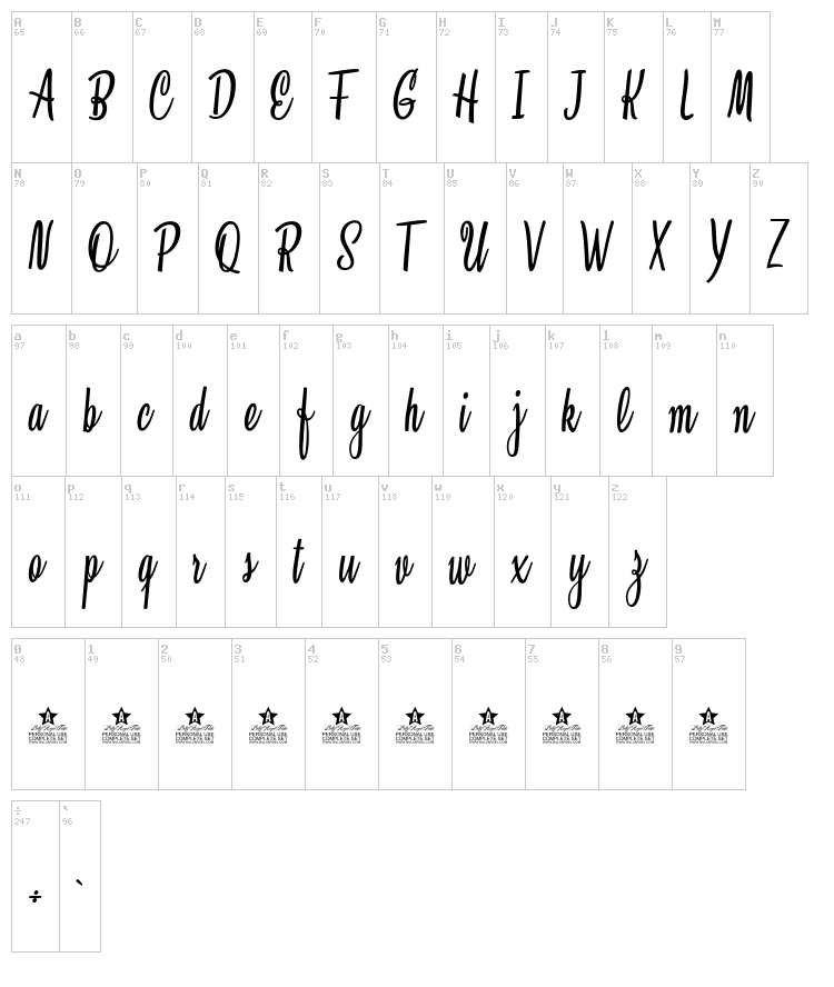Clarice font map
